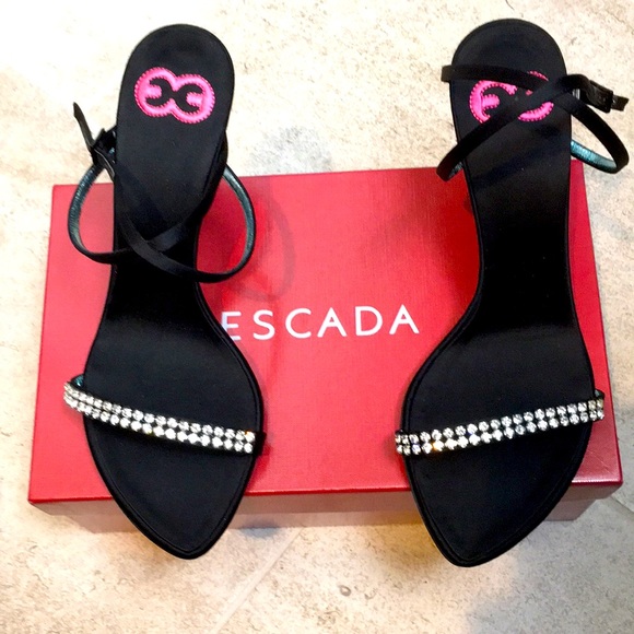 Escada Shoes - NWB Escada Heels 9 Black Rhinestone evening 39